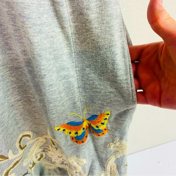 Johnny Was Grey Floral Butterfly Embroidered Smocked Dress Size M - Picture 7 of 11